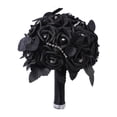 thumbnail image 1 of Flores artificiales de rosas con hojas negras, púas florales, regalo coleccionable, ramo de flores góticas para el hogar, fiesta temática, decoración Negro, 1 of 8