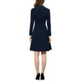 thumbnail image 3 of INSPIRE CHIC Women's Wear to Work Notch Collar Long Sleeve Knit Dress Dark Blue XS, 3 of 6