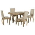 thumbnail image 6 of Farmhouse Extendable Dining Table and Chairs, 5-Piece Kitchen Dining Room Table Set with Nailhead Trim Upholstered Dining Chairs, Standard Height, Natural Wood Wash Table Set, 6 of 8
