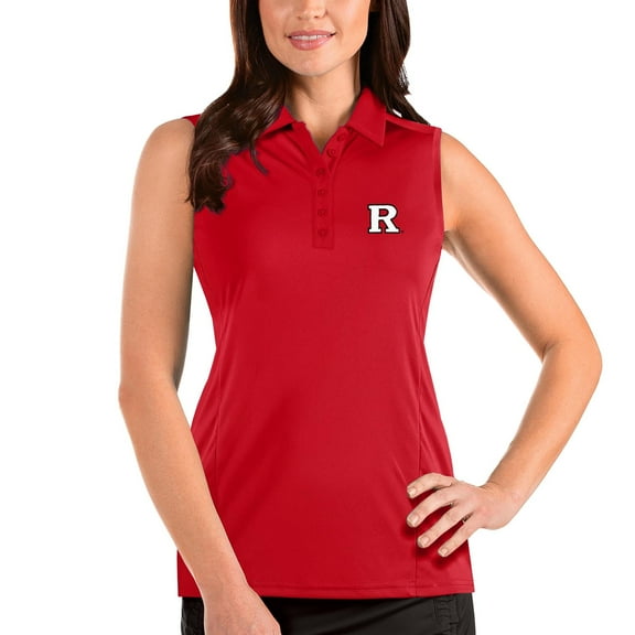 Women's Antigua Scarlet Rutgers Scarlet Knights Tribute Sleeveless Polo
