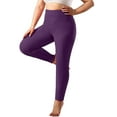 thumbnail image 3 of CFLVAEK Fleece Lined Leggings Women's Plus Size High Waisted Yoga Pants Thermal Warm Winter Workout Leggings Solid Color Tummy Control Pant Navy XL, 3 of 10