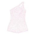 thumbnail image 3 of TiaoBug Kids Girls Shiny Sequin Bodysuit One Shoulders Sleeveless Dance Jumpsuit Prom Pageant Romper Pink 6, 3 of 5