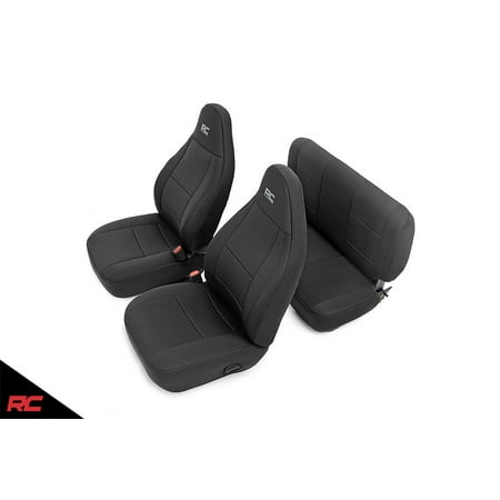 Rough Country Neoprene Seat Covers Black compatible w/ 1997-2006 Jeep Wrangler TJ (Set) Custom Fit Water (Best Neoprene Seat Covers Jeep Wrangler)
