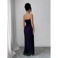 thumbnail image 2 of Purple Strapless Long Bodycon Evening Dress With High Slit And Ruched Bust, 2 of 7