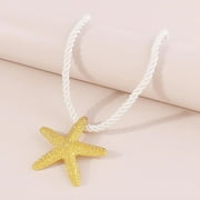 Starfish Necklace for Women Gold Shell Pendant Necklaces Seashell Charm Necklace Boho Puka Shell Summer Beach Surfer Jewelry Outfits Accessories