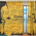 thumbnail image 2 of Splicing Pattern Halloween Party Pumpkins Semi Sheer Curtains Window Voile Drapes Panels Treatment-55X84in for Living Room Bedroom Kids Room, 2 of 4