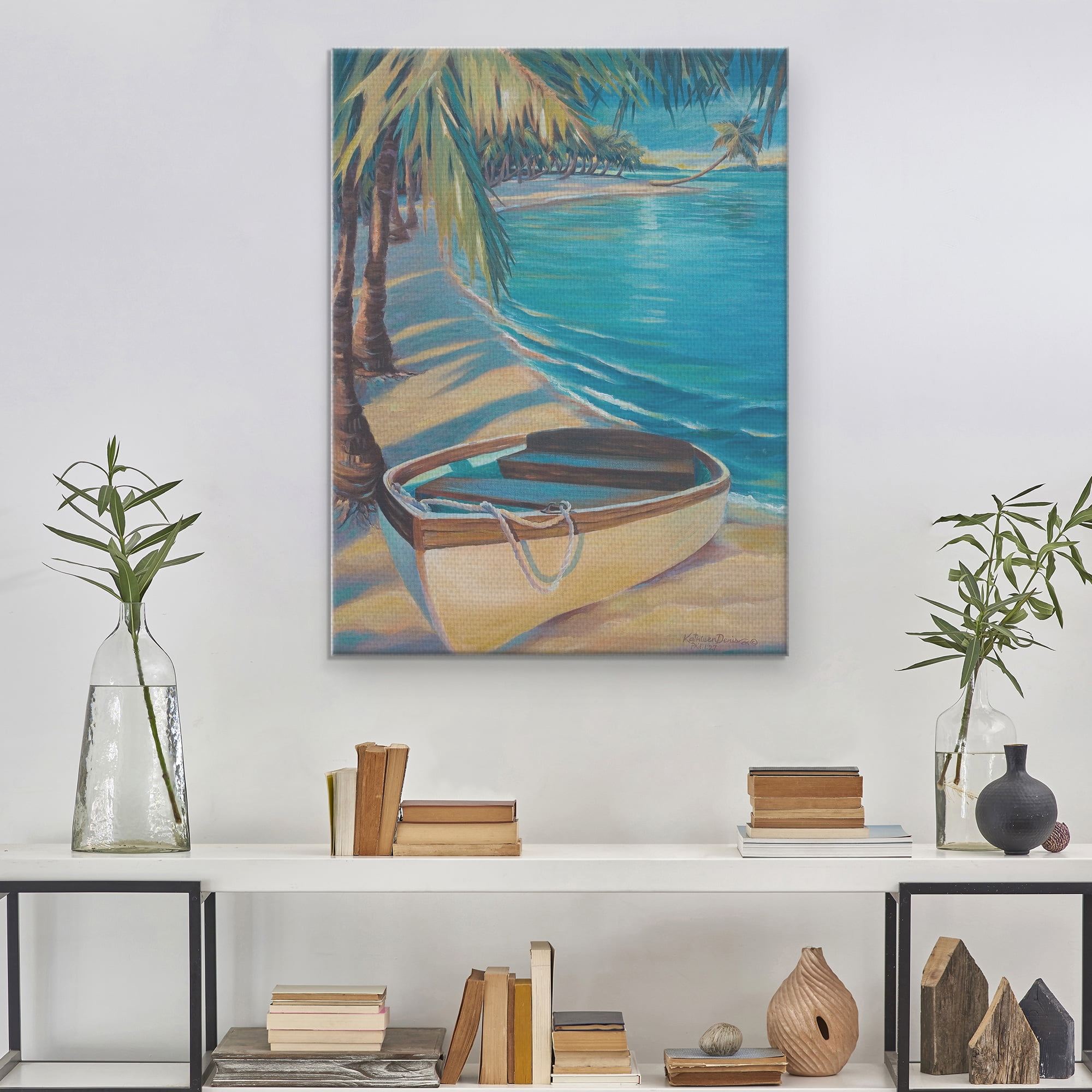 Masterpiece Art Gallery Canoe in Quiet Cove by Kathleen Denis Canvas Art Print 30" x 40"