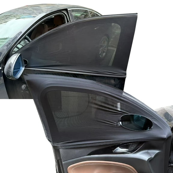 Car Front Window Shades,2 Pack Car Side Window Sun Shades,Stretchy Car Mosquito Net Cover Fit Cars SUVs - Up to 31.5”x49.6”