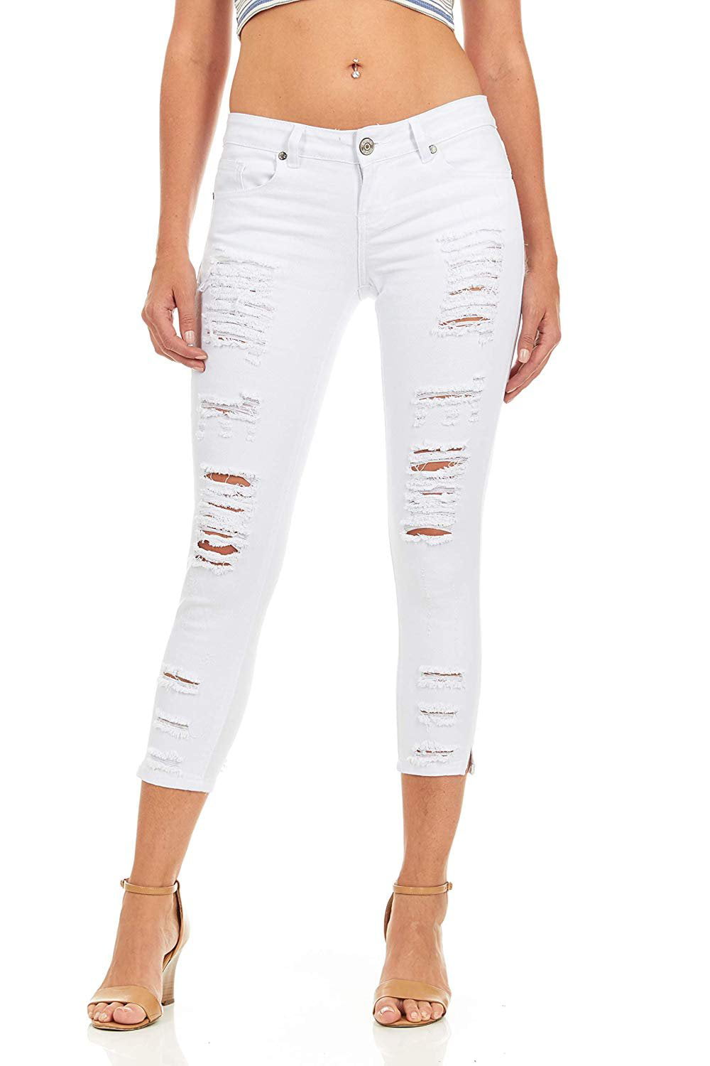 white ripped jeans women's plus size