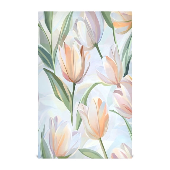 Soft Tulip Pattern Decorative Waffle Towel Kitchen Dishcloth 28x18in Multi-Use Tea Towel