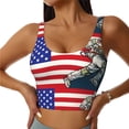 thumbnail image 1 of Balery American Astronaut Runs Forward Sujetadores deportivos con espalda cruzada para mujer, acolchados, sin costuras, de alto impacto, ideales para yoga, gimnasio, entrenamiento y fitness.-Small, 1 of 8