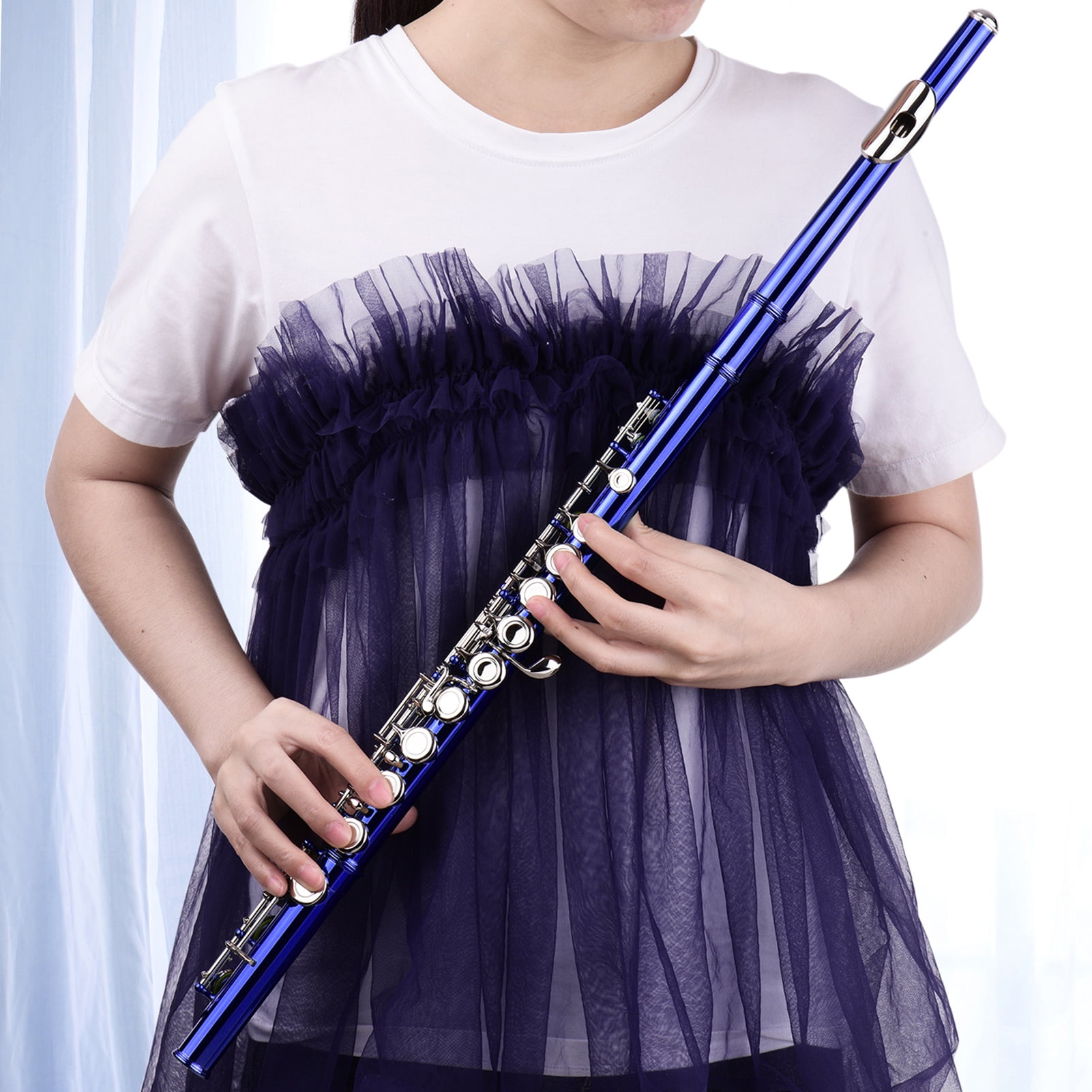 Flute,Flute Stand Cloth Carry Flute Stand Flute 16 Cupronickel With Carry Flute Cupronickel Nickel-plated Wind C Flute 16 Rod Plated Flute C Flute Lsfyyds C Duodo Nickel Plated Siuke Dark