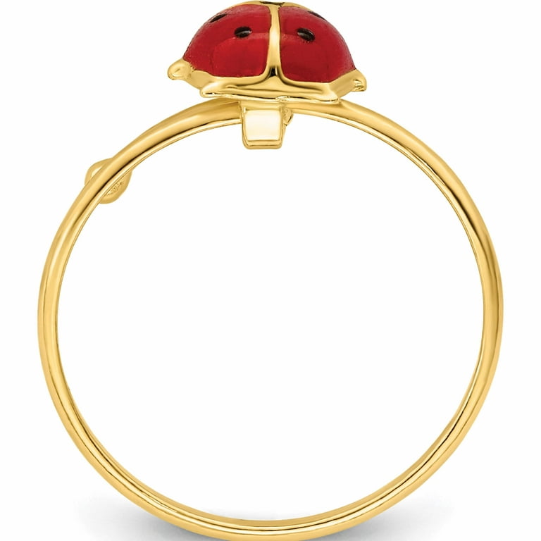 14K Yellow Gold Ladybug Enameled Bracelet, Italian