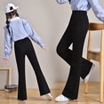 thumbnail image 4 of Pantalones negros a la moda con parte inferior acampanada para niñas, ropa de abrigo de primavera/otoño, pantalones para niños, pantalones elegantes para niños, 4 of 5