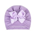 thumbnail image 2 of Otqutp Children Headwear Hat Toddler Baby Boys Girls Stretch Striped Bow Breathable Caps Headwear 0 to 3 Years, 2 of 3