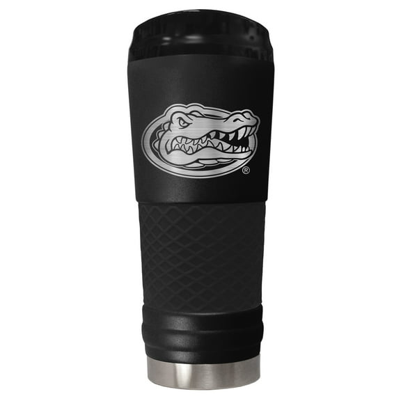 Florida Gators 24 ounce vacuum insulated stainless steel tumbler in black powder coat and laser etched team logo