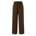 thumbnail image 6 of Jamsmile Women Pants Linen High Waisted Wide Leg Palazzo Pants Casual Summer Drawstring Trousers Flowy Beach Pants With Pockets, 6 of 6