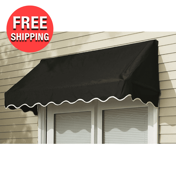 4' Black Outdoor Window Door Awning Sun Shade Canopy Outdoor Patio Cover Shade