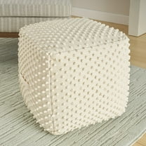 Mina Victory Lifestyle Loop Dots 16 x 16 x 16 Ivory Indoor Poufs
