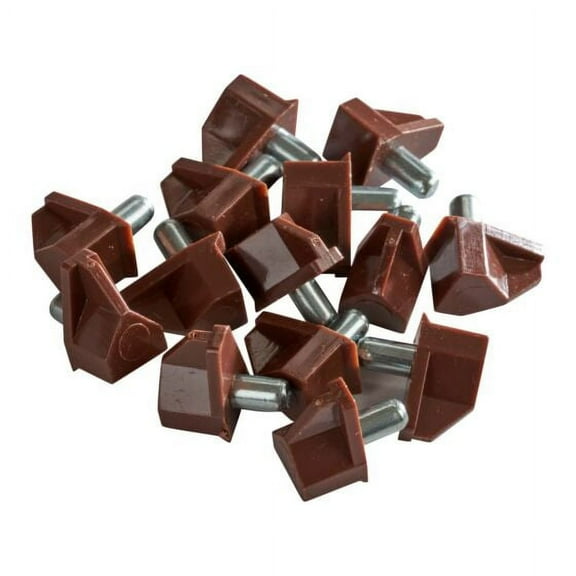 Rok Hardware 100-Pack Plastic Shelf Support with 5mm Diameter Steel Pin, Brown