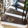 thumbnail image 5 of Ottomanson Non-Slip Rubberback Leaves 8.5" x 26" Indoor Oval Stair Treads, 14 Pack Oval, Brown, 5 of 9