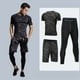 thumbnail image 3 of Traje de fitness para hombre, ropa deportiva para correr, mallas de secado rápido, traje de entrenamiento, traje de fitness de cinco piezas para hombre para gimnasio, 3 of 3