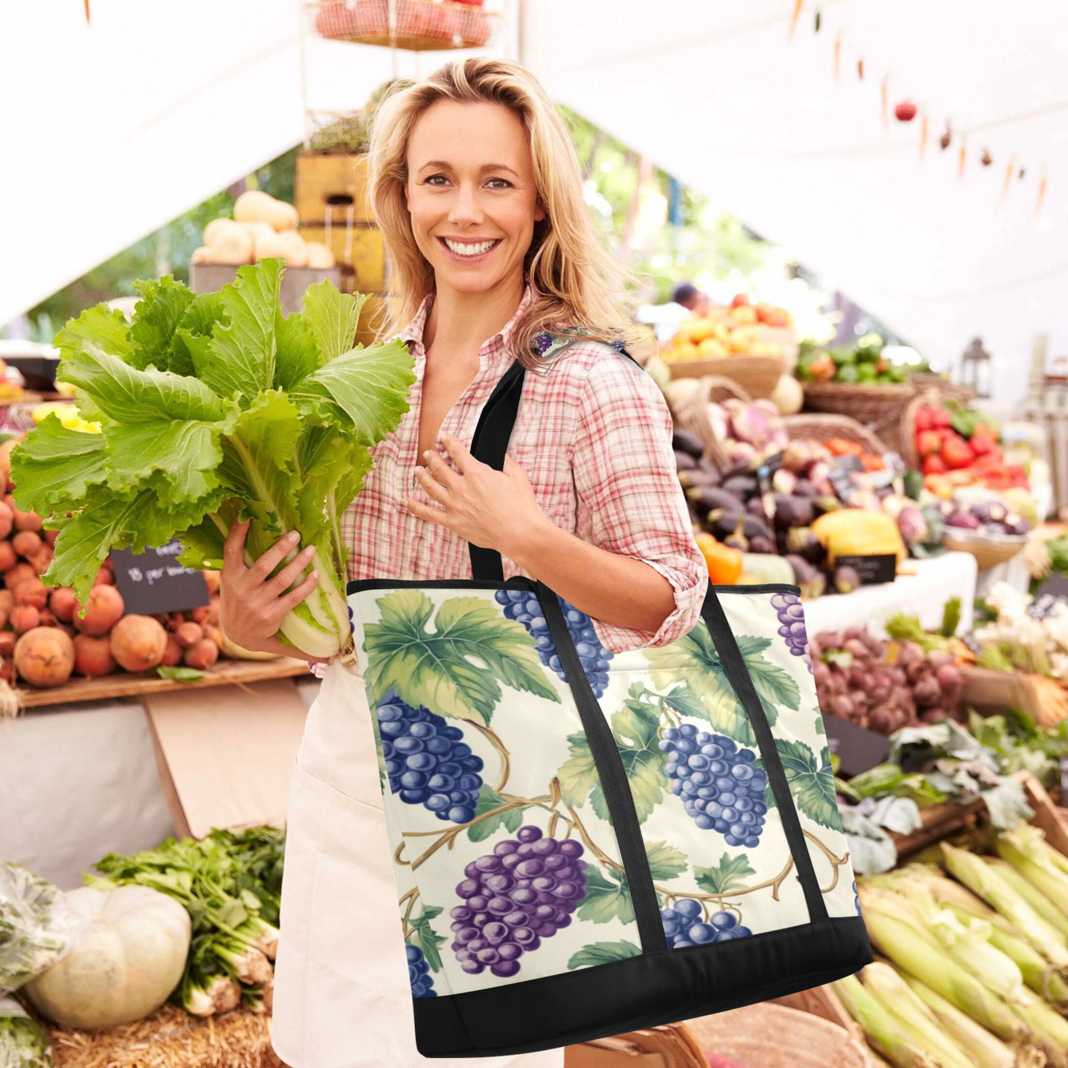 Large Hand-held Ice Pack Picnic Bag Insulation and Refrigeration Suitable for Shopping Picnics and Camping Big Cartoon Grape