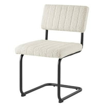 Side Dining Chair, Set of 2, Ivory White, Fabric, Metal, Mid Century Kitchen Cafe Bistro Hospitality Restaurant, Modern Contemporary HB34852