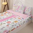 thumbnail image 3 of Homewish Girls Pink Flower Zipper Full Size Comforter Sets with Fitted Sheet and 2 Pillowcases,Garden Floral Zipper Bedding Set,Letter J,Pink Reversible,4-Piece, 3 of 7