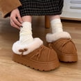 thumbnail image 4 of ZELANDWomen's Ins-Style Plush Loafer Slippers - Cute Bow-Knot Faux Fur Mules, Winter Warm Fleece-Lined Slip-on Cotton Shoes with Platform Sole for Indoor & Outdoor Comfort, 4 of 8