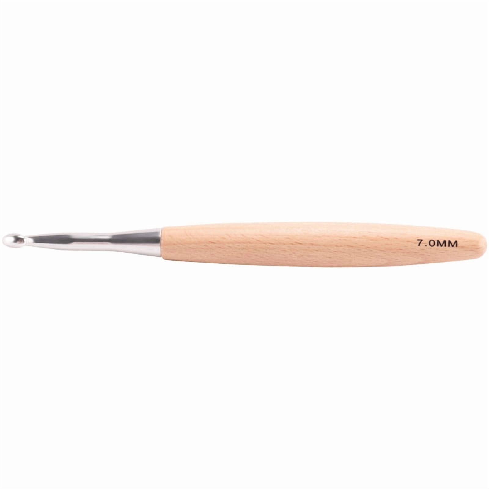 10x Big Crochet Hooks Set with Beech Wood Handle, Crochet Hooks for Chunky Yarn, Size 7mm 8mm 9mm 10mm 12mm