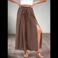 thumbnail image 4 of Pantalones de Playa Casuales, Holgados, Estilo Palazzo, de Cintura Alta y Abertura para Mujer, Estilo Bohemio, con Bolsillos para Verano. Marrón XXL, 4 of 10