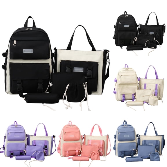 HNMKIU Backpack For Women Large Capacity School Bag With 5 Piece Set Lightweight Bookbag For Students ,WH1