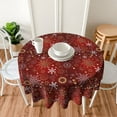 thumbnail image 4 of Christmas Tablecloth, Winter Red Round Tablecloth 60 Inch, Xmas Gold Snowflake Table Cloth for Rustic Farmhouse Kitchen Decor, Wipeable Polyester Fabric Table Cover for Holiday Party Outdoor Camping, 4 of 6