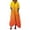 *1-Orange, variant on Women's V-Neck Cotton-Linen Maxi Dress,Ladies 3/4 Sleeve Asymmetrical Hem Caftan Dress with Pockets,Summer Beach and Loungewear for Women,Black,S-2XL
