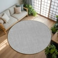 thumbnail image 3 of Gray 6ft Round Rug, Farmhouse Burlap Solid Grey Color Modern Linen Texture Non-Skid Rubber Backing Large Area Rugs - Living Room Bedroom Home Office, Indoor Floor Mat Carpets Washable Rug, 3 of 9