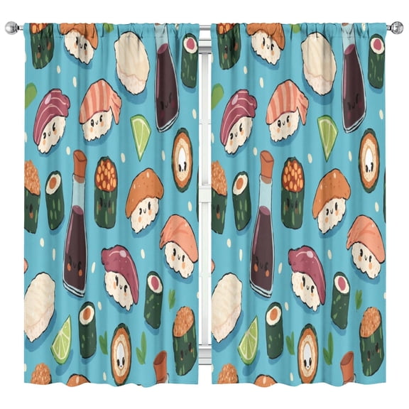 Sushi (1)_33 Curtains-blackout Curtains Bedroom Decor Living Room Darkening Grommet Window Drapes 2 Panels Set 42"x 84"