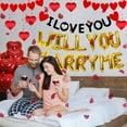 thumbnail image 5 of Proposal Decorations, Will You Marry Me Balloons Banner I Love You Banner Heart Bunting Garland Hanging Swirls Red Heart Foil Balloons Rose Petals for Wedding Valentines Day Marriage, 5 of 6