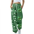 thumbnail image 2 of Heisall Women's St Patricks Day Pants Shamrock Printed Trousers Oversize Loose Breathable Pant Wide Leg Lounge Trouser, 2 of 5