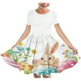 thumbnail image 1 of LOVZFMLL Robe d'Été à Manches Courtes pour Filles Col Rond Respirante Robe Princesse à Fleurs, 1 of 4