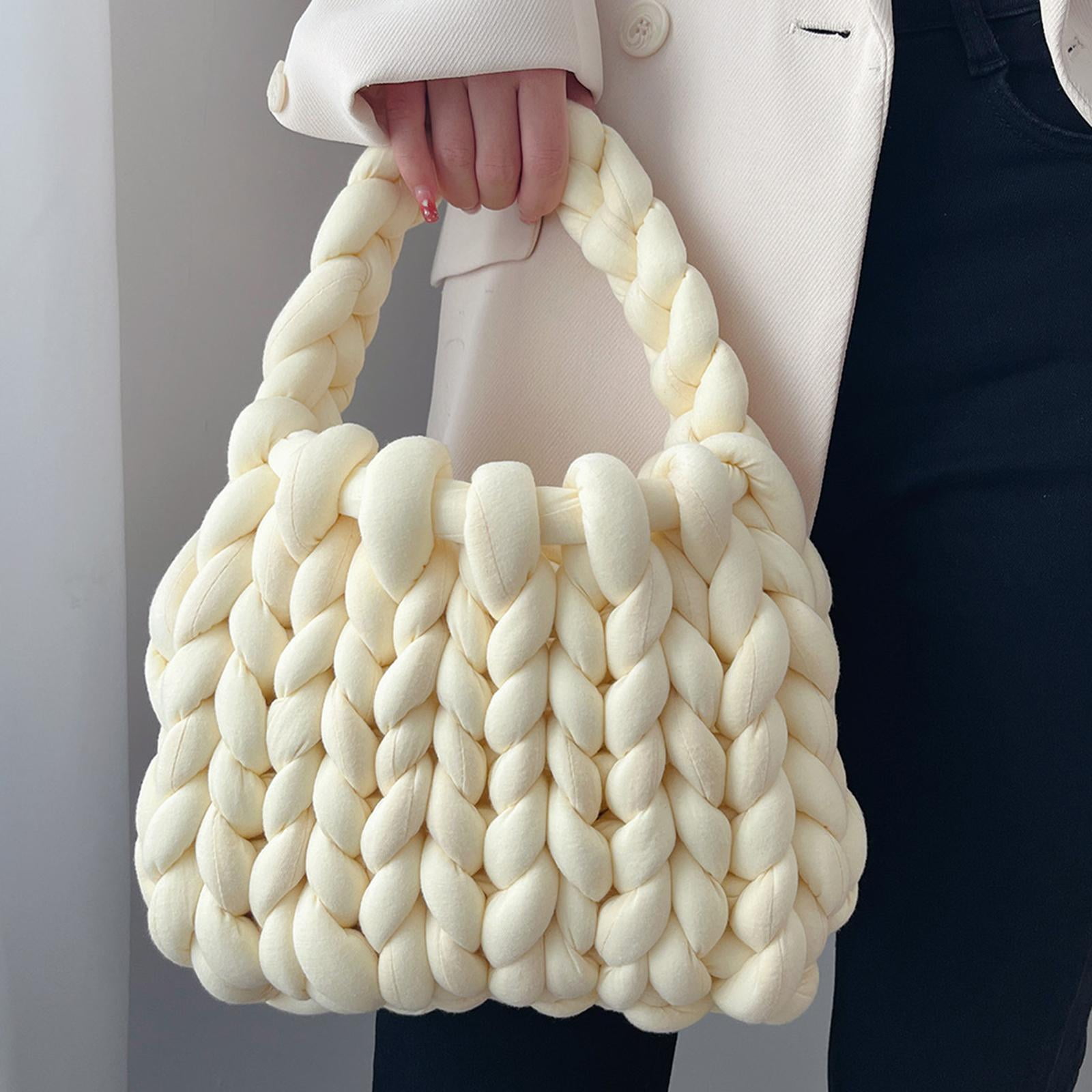 FVDPWYE Women Crochet Bag Clutch Purse Female Shopping Bag Knit Clutch Wallet Knit Purse white