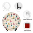 thumbnail image 4 of Yiaed Reto Marine Nautical Print Bone China Decorative Plate Ceramic Dinner Plates Art Crafts with Display Stand-8in, 4 of 6