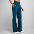thumbnail image 2 of RQYYD Yoga Pants Women Wide Leg with Pockets High Waist Stretch Dress Casual Trousers with Side Slits for Office Business, 2 of 5