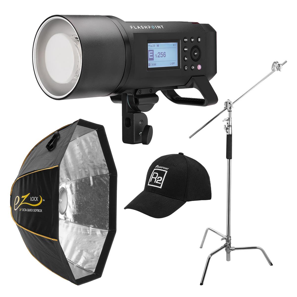 Flashpoint XPLOR 600PRO R2 TTL Battery-Powered Monolight Kit with Softbox and C-Stand