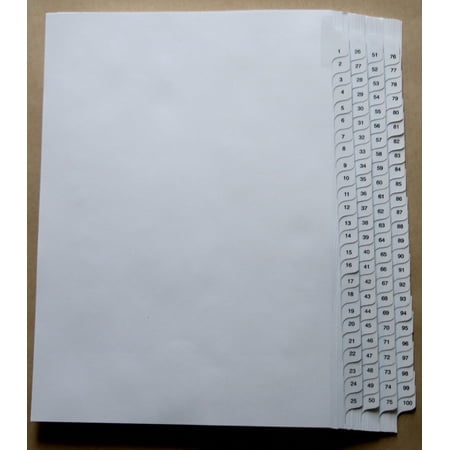 A4 Numbered Dividers 1-100