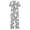 thumbnail image 3 of Jamicy Comfy Pajamas for Women Set Plus Size Loose Halloween Printed Round Neck Button Capri Pajama Set Halloween Pajamas, 3 of 4