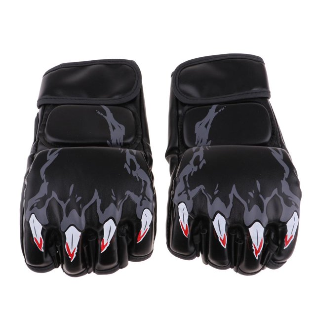Guantes de boxeo de medio MMA Sparring Grappling Fight Punch Ultimate s Negro1 Cola Mitad dedo guantes de boxeo