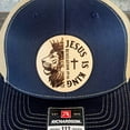 thumbnail image 4 of Jesus Is King Hat – Richardson 112 Trucker Cap – Leather Patch Lion & Scripture Design, 4 of 5