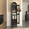 thumbnail image 7 of 73"H Metal Arched Bookcase Cabinet, Arch Display Storage with Glass Doors, Shelves & Drawer for Living Room, Kitchen, Office, Black, 7 of 7