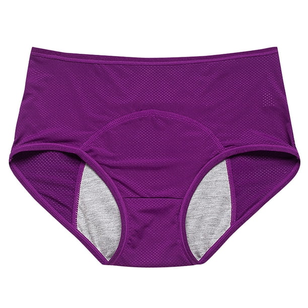 Bragas menstruales para mujer, cintura media, algodón, posparto, bragas para mujer, bragas totalmente cubiertas, color morado oscuro/3XL